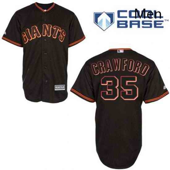 Mens Majestic San Francisco Giants 35 Brandon Crawford Authentic Black New Cool Base MLB Jersey